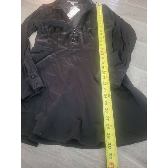 UO Urban Outfitters Phoebe Corsetted Long‎ Sleeve Shirt Dress Size Medium Black - Picture 2 of 9